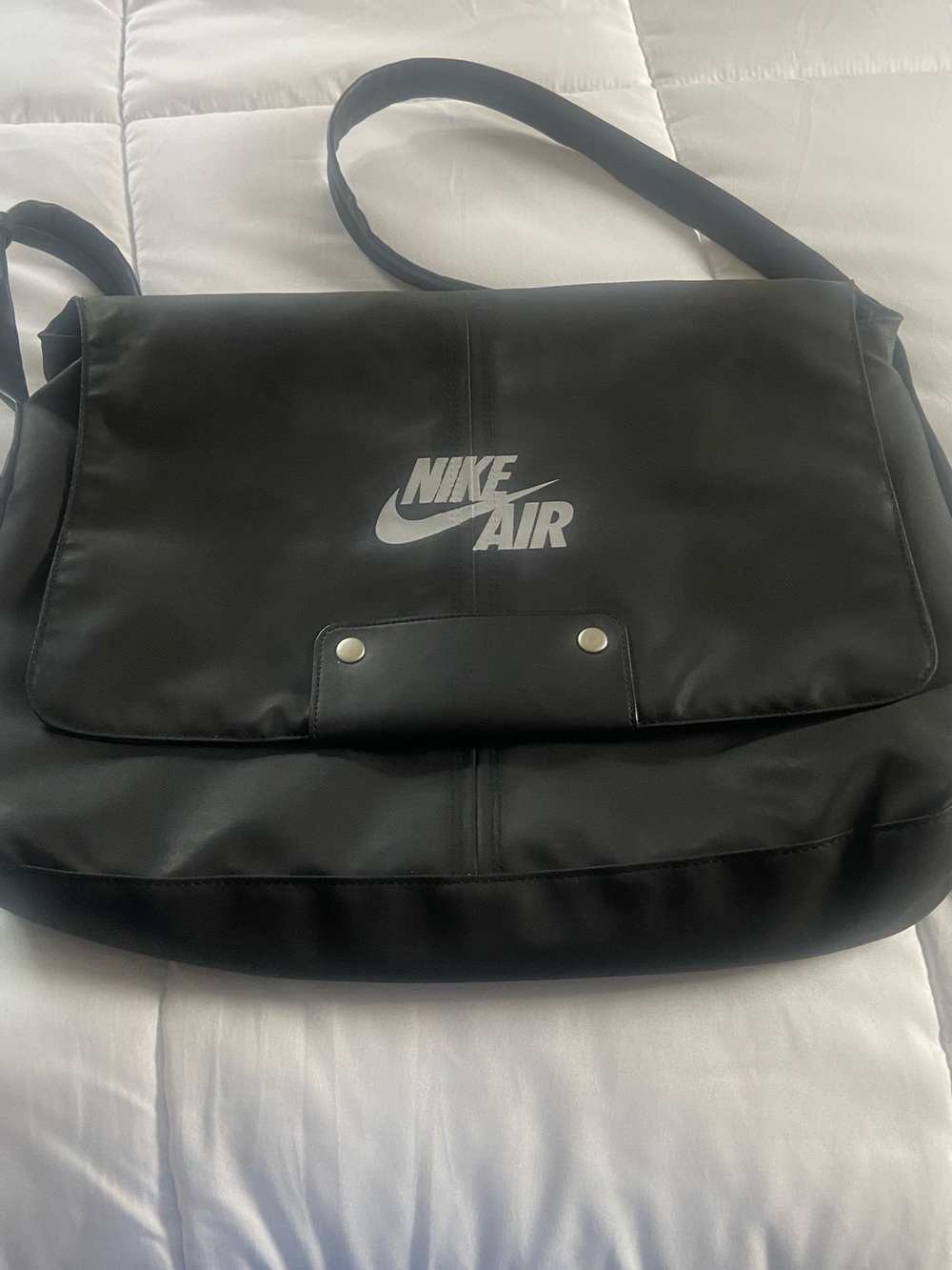 Vintage Nike Black Messenger Bag with Nike Air Logo